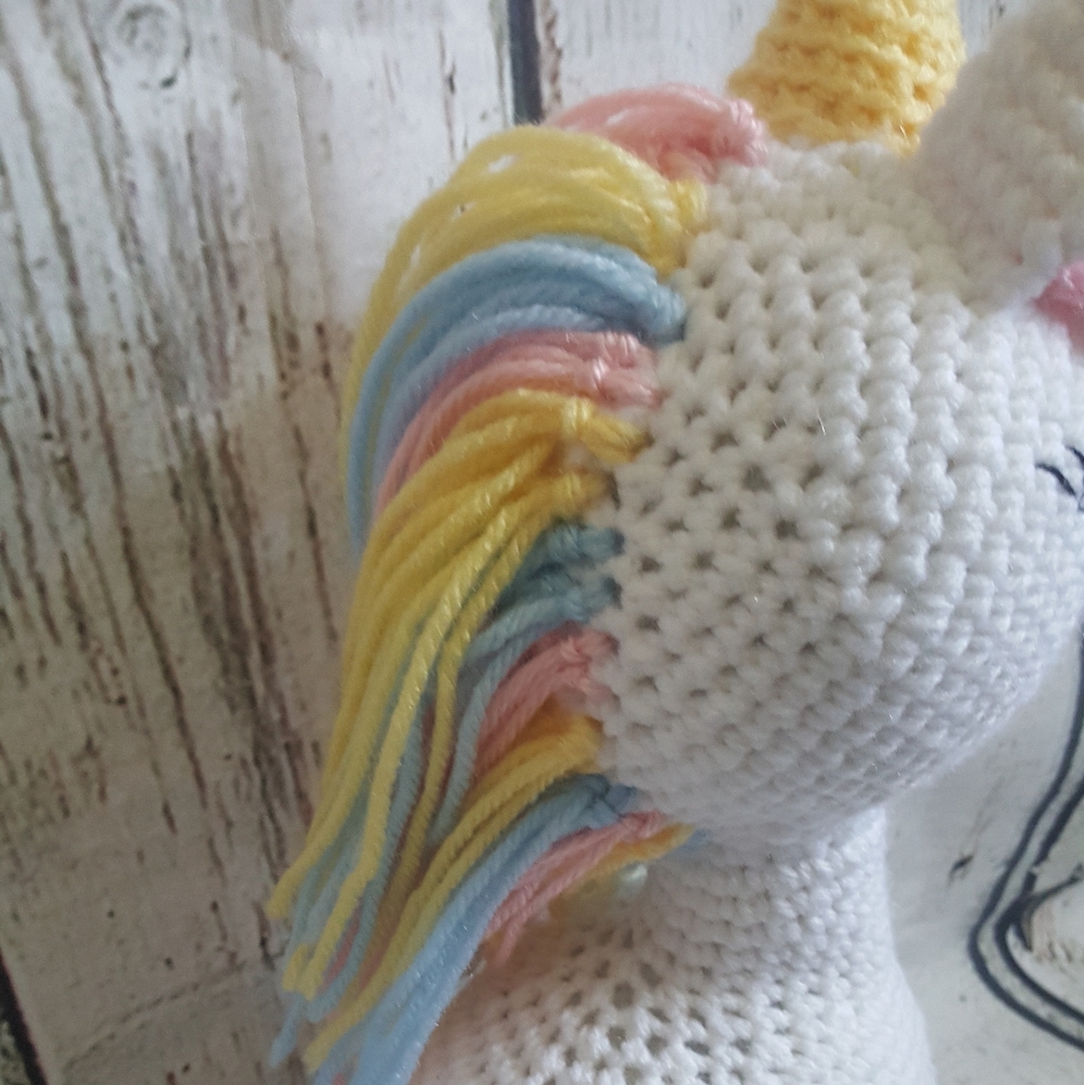 Crochet White unicorn doll - Picture 6 of 8